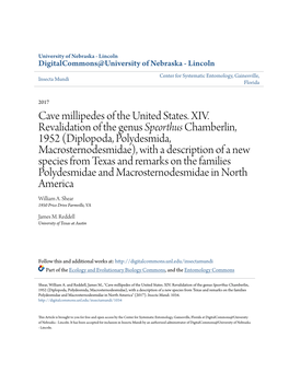 Cave Millipedes of the United States. XIV. Revalidation of the Genus