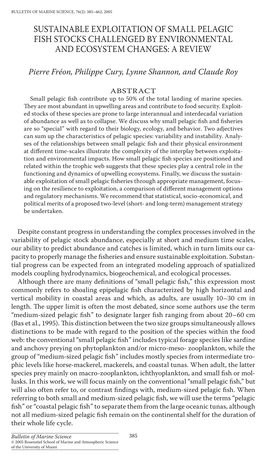 Sustainable Exploitation of Small Pelagic Fish Stocks Challenged by Environmental and Ecosystem Changes: a Review