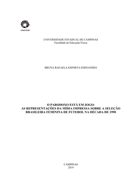 As Representações Da Mídia Impressa Sobre a Seleção Brasileira Feminina De Futebol Na Década De 1990