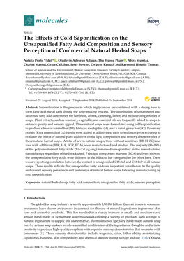 The Effects of Cold Saponification on the Unsaponified Fatty Acid