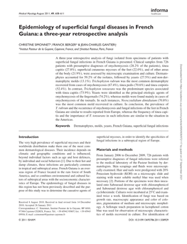 Epidemiology of Superficial Fungal Diseases in French Guiana: a Three