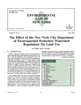 ENVIRONMENTAL LAW in NEW YORK the Effect of the New York