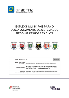 Estudos Municipais Para O Desenvolvimento De Sistemas De Recolha De Biorresíduos