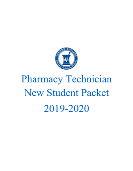 Pharmacy Technician New Student Packet 2019-2020