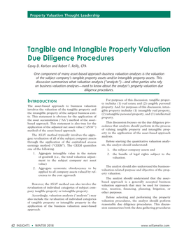 Tangible and Intangible Property Valuation Due Diligence Procedures Casey D