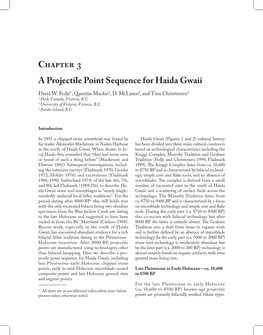 Chapter 3 a Projectile Point Sequence for Haida Gwaii