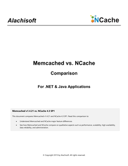 Memcached Vs. Ncache