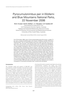 Pyrocumulonimbus Pair in Wollemi and Blue Mountains National Parks, 22 November 2006