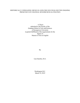 Historically Chingadxs: Mexican and Chicanx Film and the Ongoing Prescence of Colonial Spanish Sexual Politics