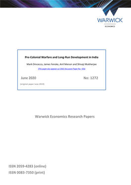 Warwick Economics Research Papers ISSN 2059-4283 (Online)