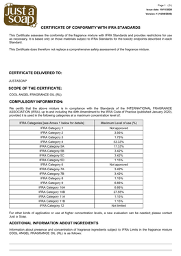 Certificate of Conformity with Ifra Standards