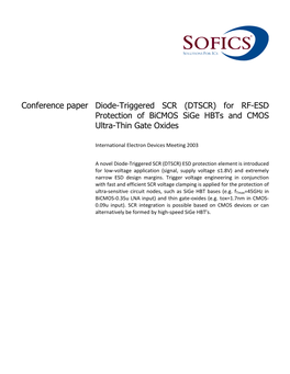 IEDM 2003 Conference Paper on Diode Triggered