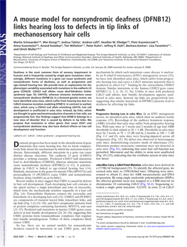 A Mouse Model for Nonsyndromic Deafness (DFNB12) Links Hearing Loss to Defects in Tip Links of Mechanosensory Hair Cells