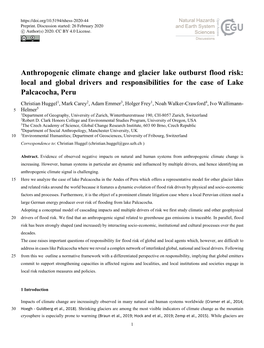 Anthropogenic Climate Change and Glacier Lake Outburst Flood Risk