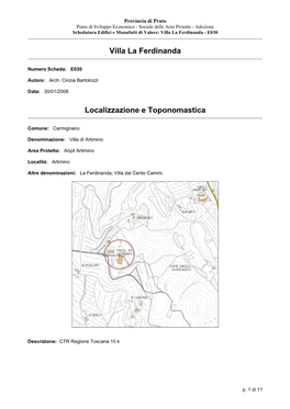 Villa La Ferdinanda Localizzazione E Toponomastica