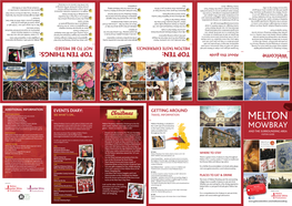 MELTON • Melton Mowbray Heritage Trail • Aspects of Melton Mowbray MELTON • Gourmet Taste of Leicestershire • What’S on in Melton Mowbray, Events Calendar