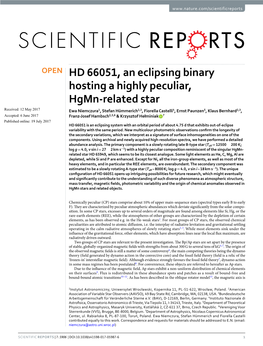 HD 66051, an Eclipsing Binary Hosting a Highly Peculiar, Hgmn-Related Star