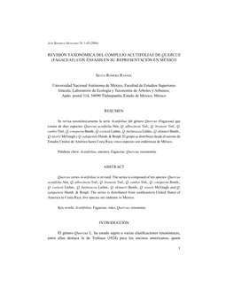 Redalyc.Revisión Taxonómica Del Complejo Acutifoliae De Quercus