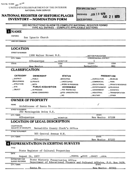 National Register of Historic Places Inventory - Nomination Form