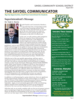 THE SAYDEL COMMUNICATOR Big City Opportunities, Small Town Commitment for Students