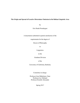 The Origin and Spread of Locative Determiner Omission in the Balkan Linguistic Area