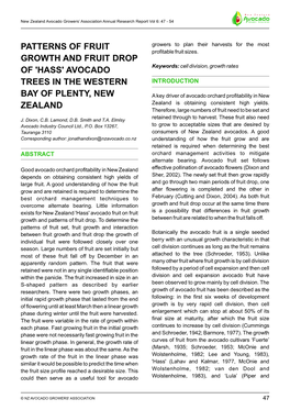 Patterns of Fruit Growth and Fruit Drop of 'Hass'