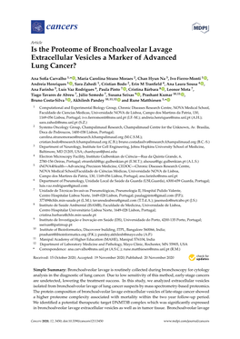 Is the Proteome of Bronchoalveolar Lavage Extracellular Vesicles a Marker of Advanced Lung Cancer?