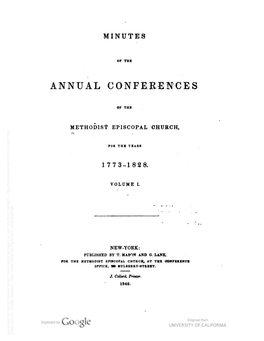 Minutes of the Annual Conferences of the Methodist Episcopal