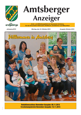 Anzeiger Amts- Und Mitteilungsblatt Der Gemeinde Amtsberg Für Die Ortschaften Dittersdorf, Weißbach, Schlößchen Und Wilischthal