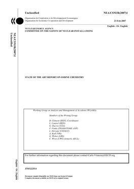 State of the Art Report on Iodine Chemistry