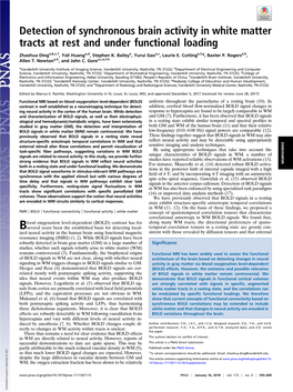 Detection of Synchronous Brain Activity in White Matter Tracts at Rest and Under Functional Loading