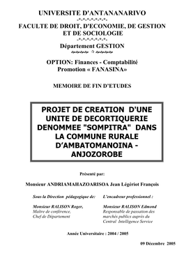 Projet De Creation D'une Unite