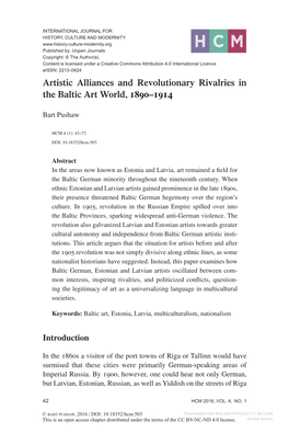 Artistic Alliances and Revolutionary Rivalries in the Baltic Art World, 1890–1914