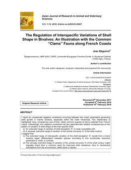 Clams” Fauna Along French Coasts