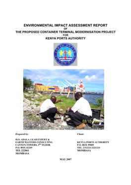 Environmental Impact Assessment Report of the Proposed Container Terminal Modernisation Project for Kenya Ports Authority