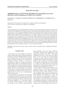 Original Research Paper MORPHOLOGICAL and GENETIC