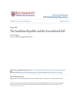 The Sandelian Republic and the Encumbered Self