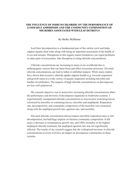 The Influence of Sodium Chloride on the Performance of Gammarus Amphipods and the Community Composition of Microbes Associated with Leaf Detritus