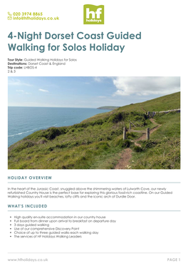 4-Night Dorset Coast Guided Walking for Solos Holiday