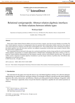 Abstract Relation-Algebraic Interfaces for Finite Relations Between Infinite