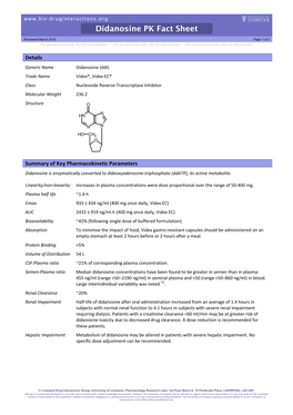 Didanosine (Ddi) Trade Name Videx®, Videx EC® Class Nucleoside Reverse Transcriptase Inhibitor Molecular Weight 236.2