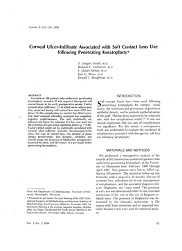 Corneal Ulcer-Infiltrate Associated with Soft Contact Lens Use Following Penetrating Keratoplasty*