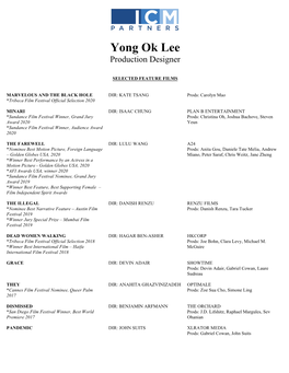 Yong Ok Lee Production Designer