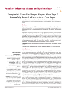 Encephalitis Caused by Herpes Simplex Virus Type 2, Successfully Treated with Acyclovir: Case Report