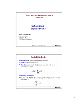 Probabilities: Expected Value
