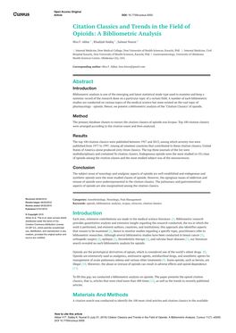 Citation Classics and Trends in the Field of Opioids: a Bibliometric Analysis