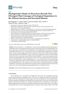 Phylogenomic Study of Monechma Reveals Two Divergent Plant Lineages of Ecological Importance in the African Savanna and Succulent Biomes