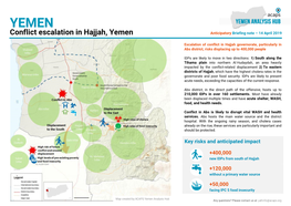 Conflict Escalation in Hajjah, Yemen Anticipatory Briefing Note – 14 April 2019