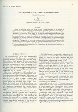 EVOLUTIONARY TRENDS in TRIASSIC DICYNODONTIA (Reptilia Therapsida)