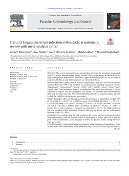 Status of Linguatula Serrata Infection in Livestock: a Systematic Review with Meta-Analysis in Iran